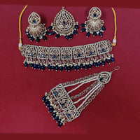 Manisha Jewellery Gold Plated Crystal Stone And Beads Choker Necklace Set