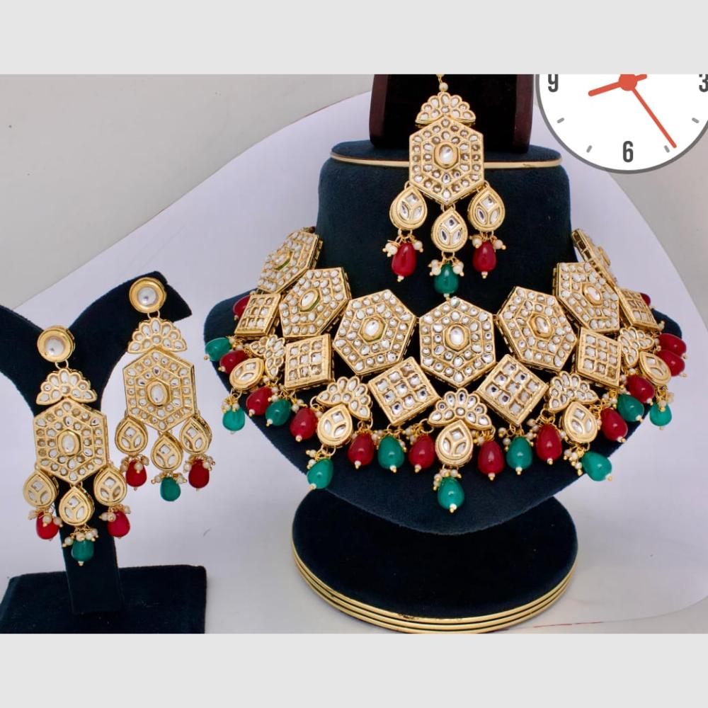 Manisha Jewellery Gold Plated Kundan Stone And Beads Necklace Set