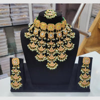 Manisha Jewellery Gold Plated Pota Stone And Pearls Choker Necklace Set