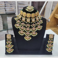 Manisha Jewellery Gold Plated Pota Stone And Pearls Choker Necklace Set