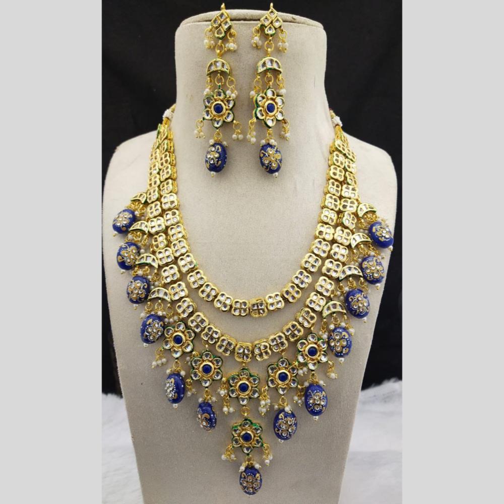 Manisha Jewellery Gold Plated Kundan Stone And Beads Multi Layer Necklace Set