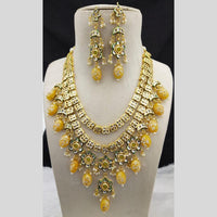 Manisha Jewellery Gold Plated Kundan Stone And Beads Multi Layer Necklace Set