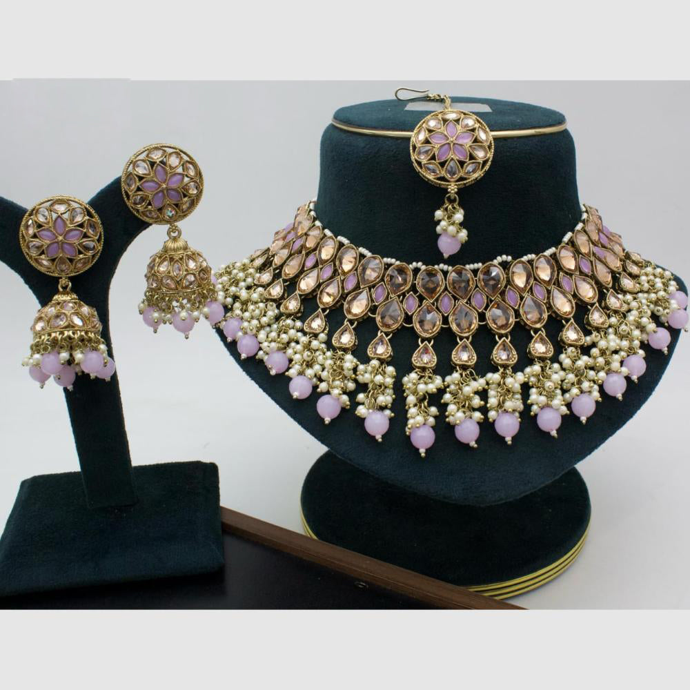 Manisha Jewellery Gold Plated Crystal Stone And Beads Necklace Set