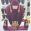 Manisha Jewellery Gold Plated Pota Stone And Beads Temple Long Necklace Set