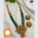 Manisha Jewellery Gold Plated Pota Stone And Beads Temple Long Necklace Set