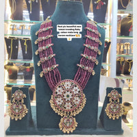 Manisha Jewellery Gold Plated Kundan Stone And Beads Long  Necklace Set