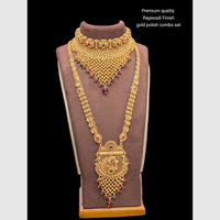 Manisha Jewellery Gold Plated Pota Stone And Pearls Double Necklace Set