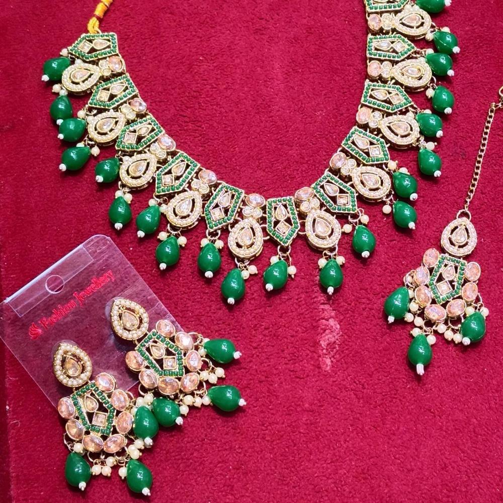 Manisha Jewellery Gold Plated Crystal Stone And Beads Necklace Set