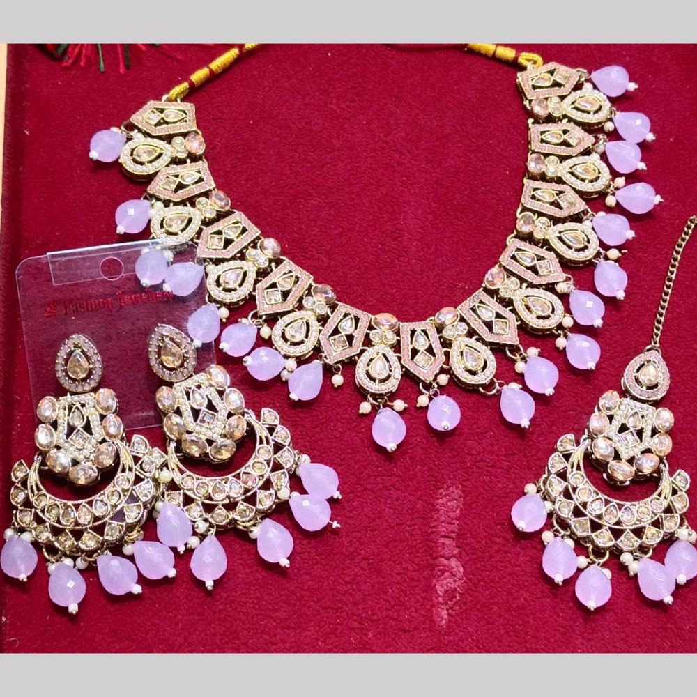 Manisha Jewellery Gold Plated Crystal Stone And Beads Necklace Set