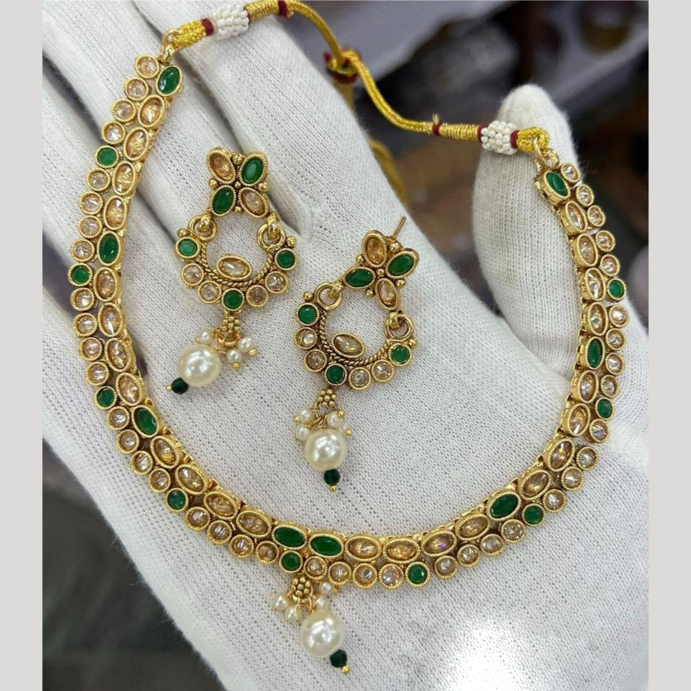 Manisha Jewellery Gold Plated Crystal Stone And Beads Necklace Set