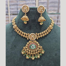 Manisha Jewellery Gold Plated Pota Stone And Pearls Necklace Set