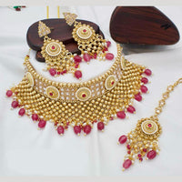 Manisha Jewellery Gold Plated Pota Stone And Beads Choker Necklace Set