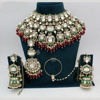 Manisha Jewellery Gold Plated Kundan Stone And Beads Semi Bridal Necklace Set