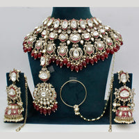 Manisha Jewellery Gold Plated Kundan Stone And Beads Semi Bridal Necklace Set