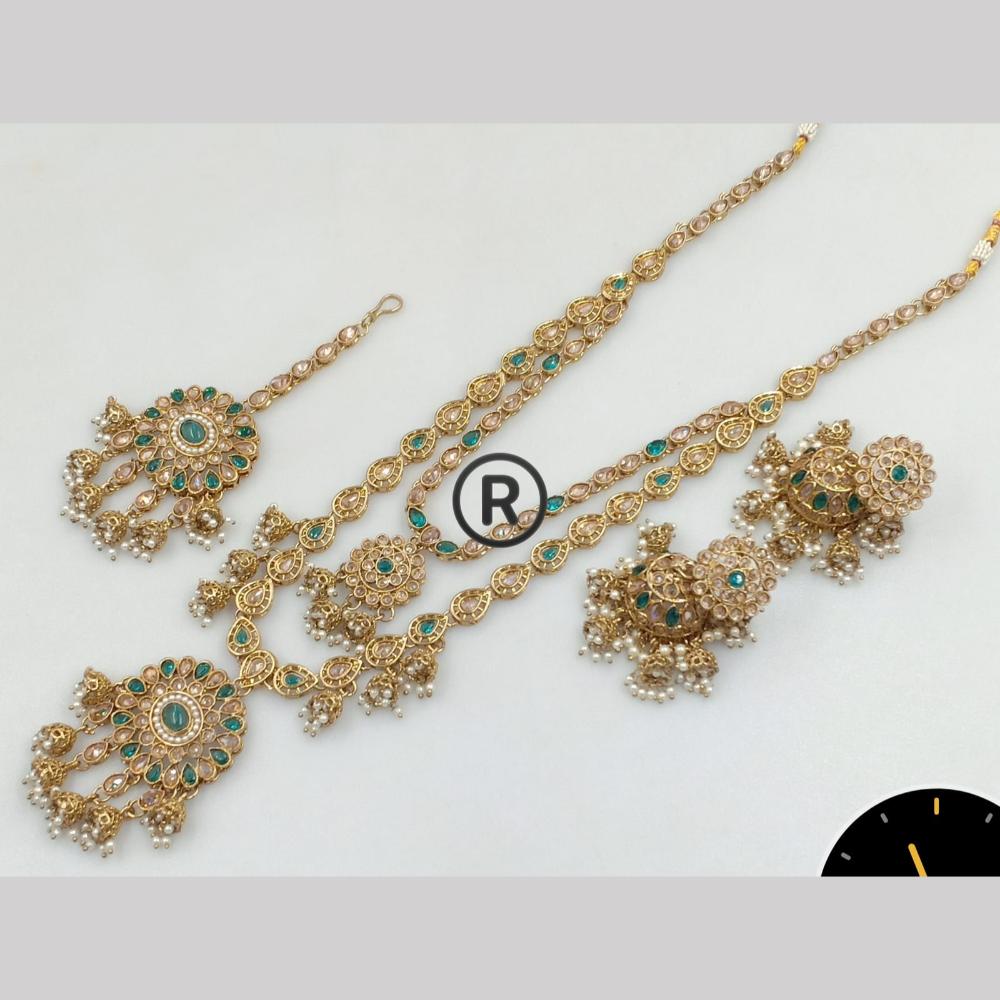 Manisha Jewellery Gold Plated Crystal Stone And Pearls Long  Necklace Set