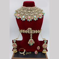 Manisha Jewellery Gold Plated Kundan Stone And Beads Semi Bridal Necklace Set