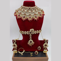 Manisha Jewellery Gold Plated Kundan Stone And Beads Semi Bridal Necklace Set