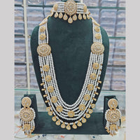 Manisha Jewellery Gold Plated Pota Stone And Pearls Double Necklace Set