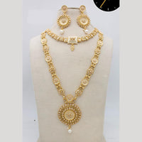 Manisha Jewellery Gold Plated Pota Stone And Meenakari Double Necklace Set