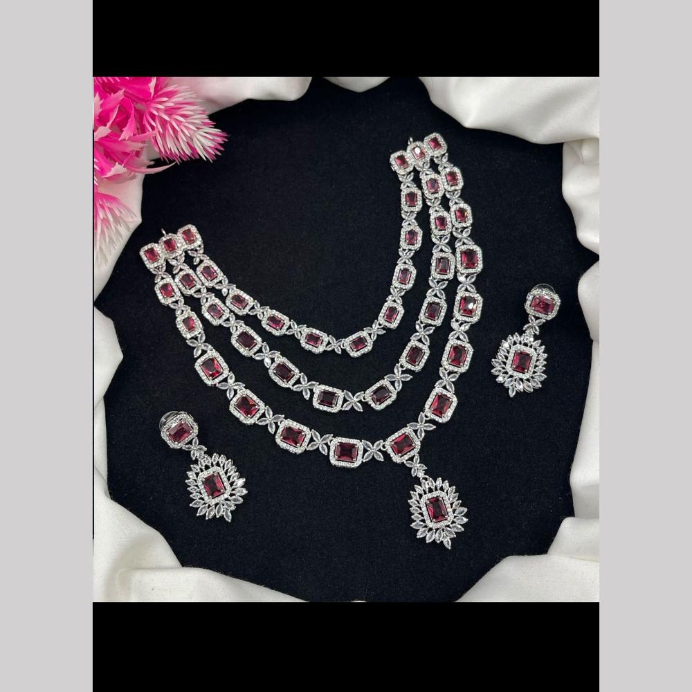 Manisha Jewellery Silver Plated American Diamond Necklace Set