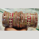 Manisha Jewellery Gold Plated Kundan Stone And Pearls Acrylic Bangles Set