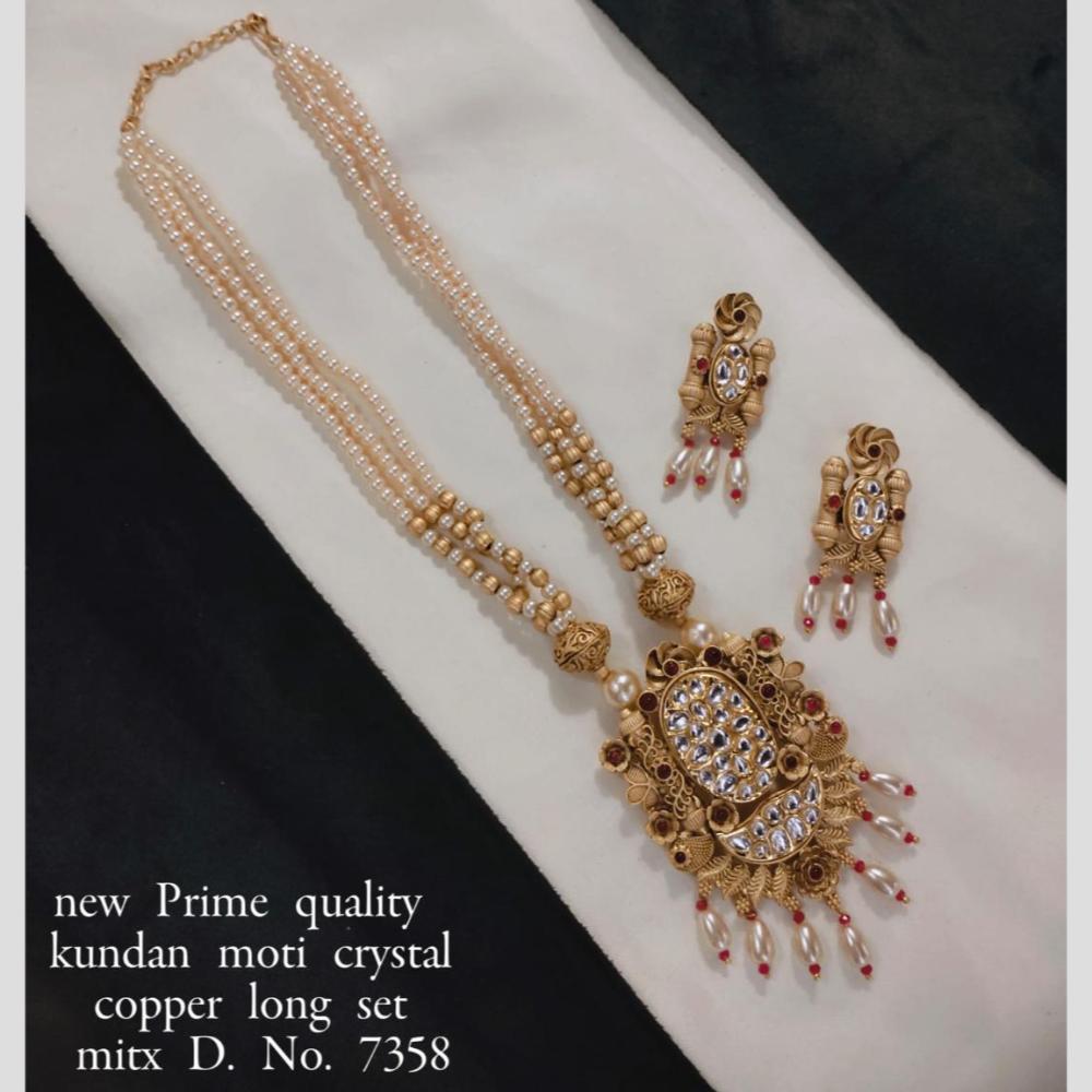 Manisha Jewellery Gold Plated Kundan Stone And Pearl Long Necklace Set