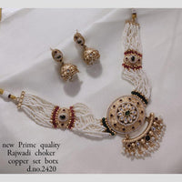Manisha Jewellery Gold Plated Kundan Stone And Pearl Choker Necklace Set