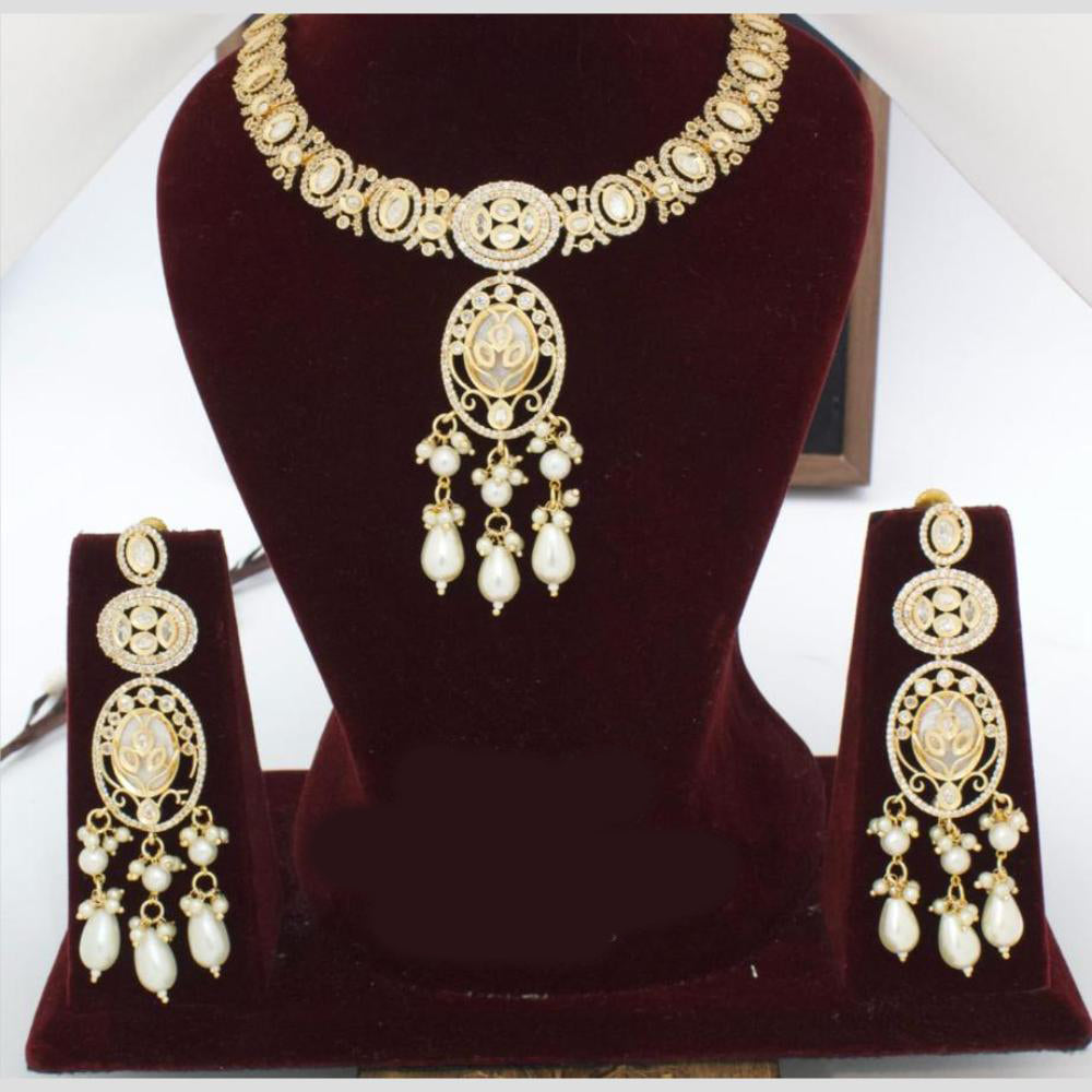 Manisha Jewellery Gold Plated Kundan Stone And Beads Necklace Set