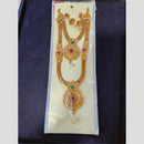 Manisha Jewellery Gold Plated Pota Stone And Pearl Double Necklace Set