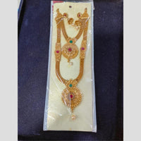 Manisha Jewellery Gold Plated Pota Stone And Pearl Double Necklace Set