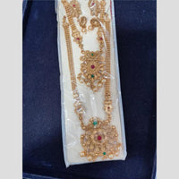 Manisha Jewellery Gold Plated Pota Stone And Pearl Double Necklace Set