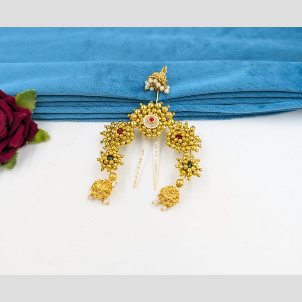 Manisha Jewellery Gold Plated Pota Stone And Pearls Hair Accessories