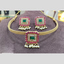Manisha Jewellery Gold Plated Pota Stone And Pearls Necklace Set