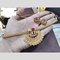 Manisha Jewellery Gold Plated Pota Stone Choker Necklace Set