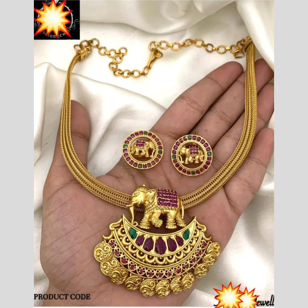 Manisha Jewellery Gold Plated Pota Stone Necklace Set
