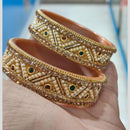 Manisha Jewellery Gold Plated  Austrain Stone And Pearls Bangles Set