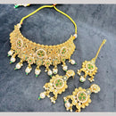 Manisha Jewellery Gold Plated Pota Stone And Pearls Choker Necklace Set