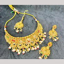 Manisha Jewellery Gold Plated Pota Stone And Pearls Choker Necklace Set
