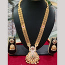 Manisha Jewellery Gold Plated Pota Stone And Pearls Meenakari Long Necklace Set