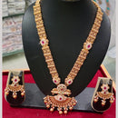 Manisha Jewellery Gold Plated Pota Stone And Pearls Meenakari Long Necklace Set
