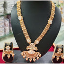 Manisha Jewellery Gold Plated Pota Stone And Pearls Meenakari Long Necklace Set