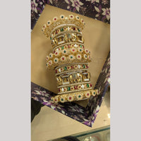 Manisha Jewellery Gold Plated Pota Stone And Pearls Bangle Set