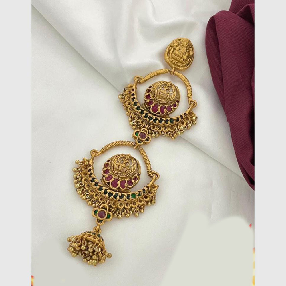 Manisha Jewellery Gold Plated Pota Temple Choti Traditional With Green & Pink Hair Accessory