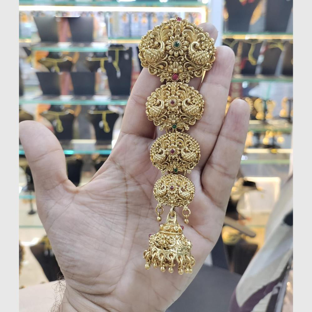 Manisha Jewellery Gold Plated Pota Choti Traditional With Green & Pink Hair Accessory