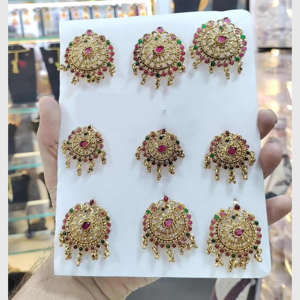 Manisha Jewellery Gold Plated Pota Choti Traditional With Green & Pink Hair Accessory