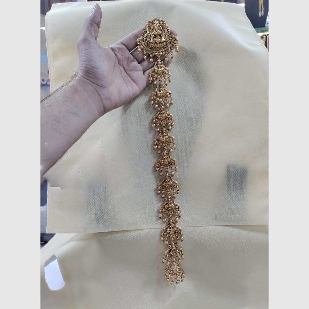 Manisha Jewellery Gold Plated Pota Temple Choti Traditional With Green & Pink Hair Accessory