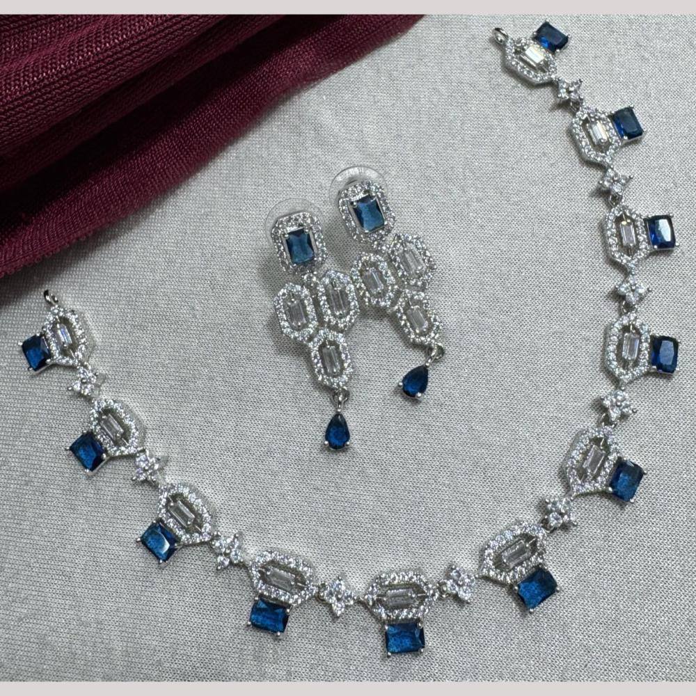 Manisha Jewellery Silver Plated Elegant American Diamond Necklace Set