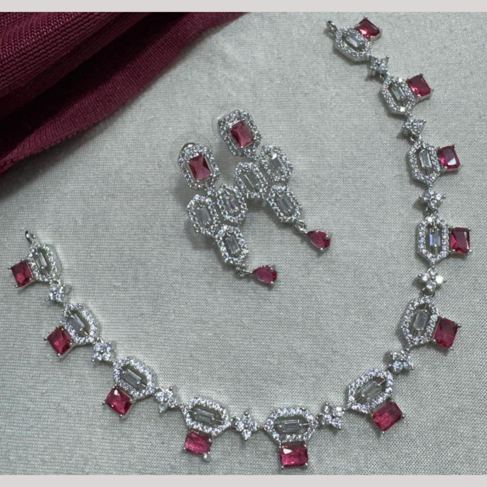 Manisha Jewellery Silver Plated Elegant American Diamond Necklace Set