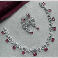 Manisha Jewellery Silver Plated Elegant American Diamond Necklace Set