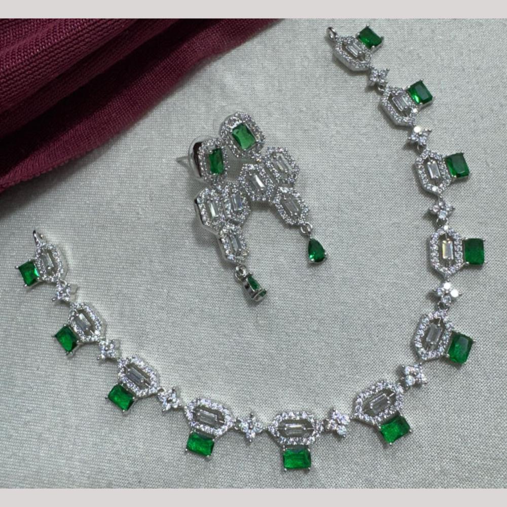 Manisha Jewellery Silver Plated Elegant American Diamond Necklace Set